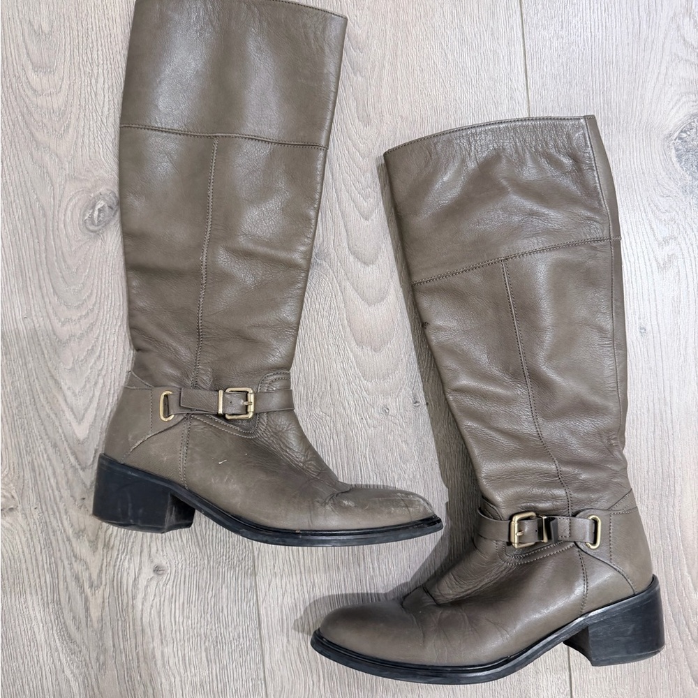 Flavio Brown Leather Knee-High Boots